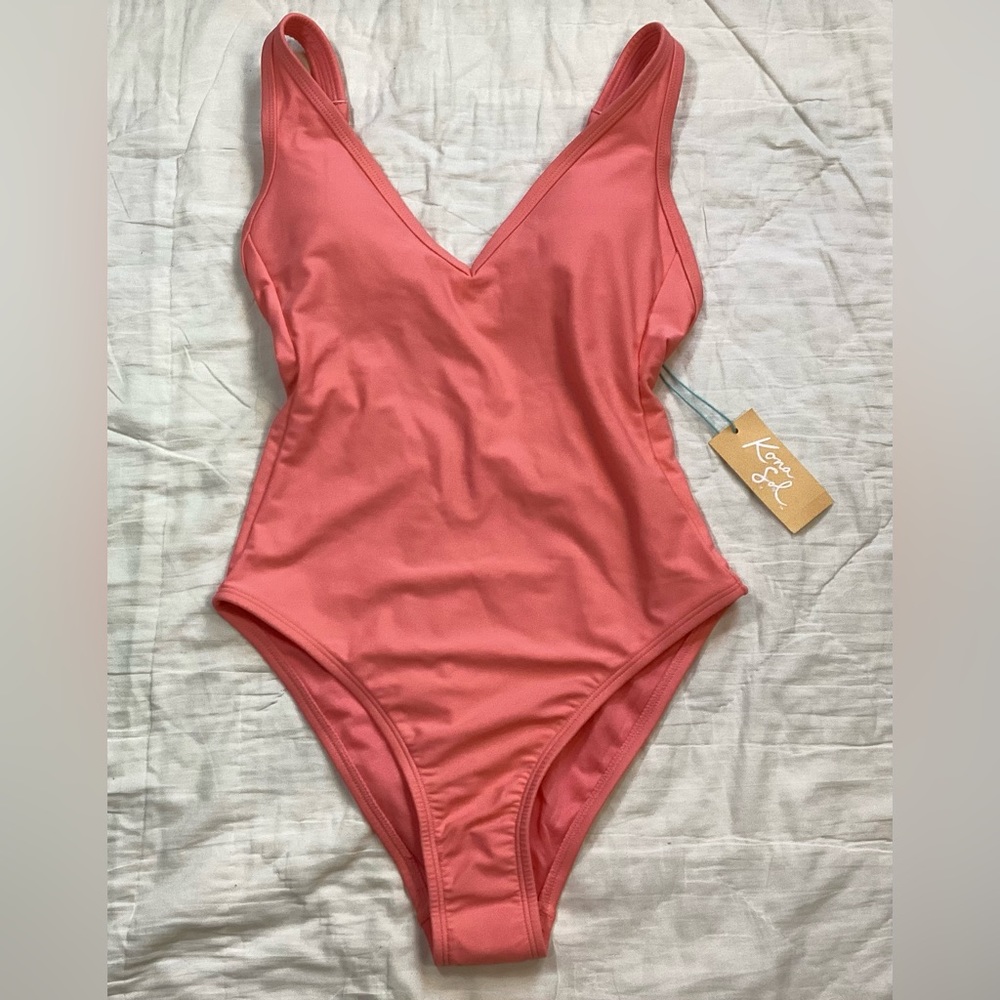 NWT Kona Sol Coral Peach One Piece Swimsuit XS